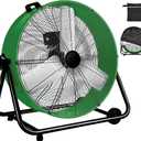 WARMLREC Industrial Fan 24 Inch Heavy Duty Drum 3 Speed 8800 CFM Air Circulation High Velocity Fan For Warehouse, Workshop, Factory, Commercial, Residential and Greenhouse Green
