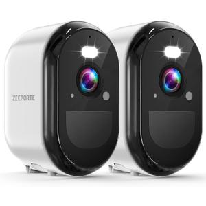 2K Security Cameras Wireless Outdoor, WiFi Battery Powered Indoor Camera for Home Security with AI Motion Detection, Spotlight, 2-Way Talk, Siren, IP65, Cloud/SD Storage, 2 Cameras