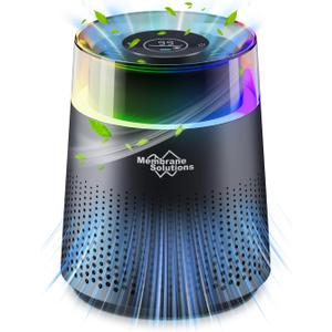 MSB5 Air Purifiers for Bedroom, H13 True HEPA Air Purifier for Home Room Office, 20dB Quiet Air Cleaner with Sleep Mode Colorful Night Light for Pets Dander Pollen Mold (Black)