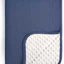 lulumoon Baby Blankets for Boys Newborn: Reversible Muslin & Minky Dotted Backing - Thermal Receiving Blanket for Stroller & Registry Gift 30"x40"(Blue)