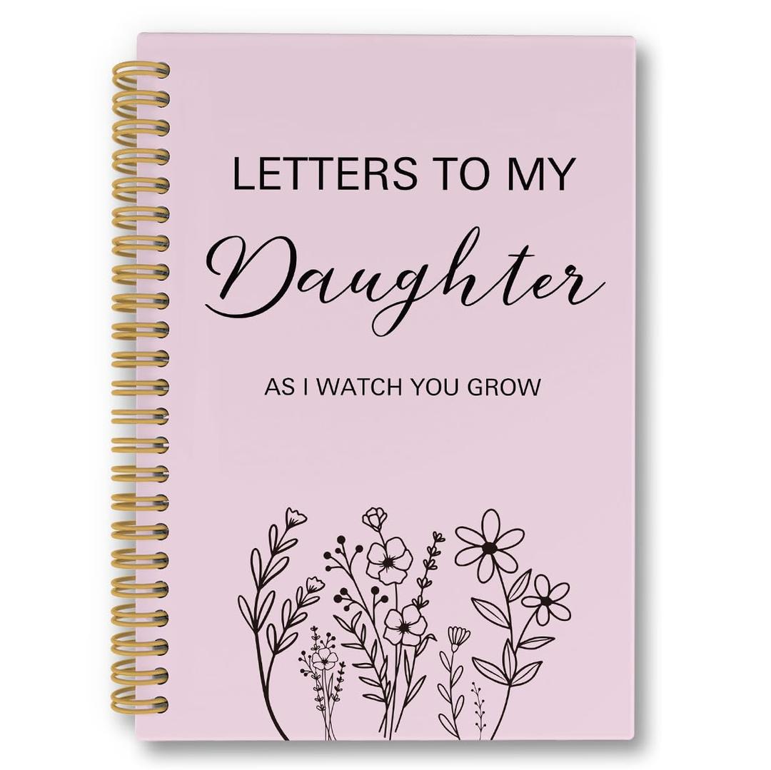 laveliabel Letters to My Daughter Spiral Notebook, Dear Daughter Journaling Notebooks, Baby Girl Shower Gifts, AS I Watch You Grow Spiral Notebook for Girl Birthday Graduation, 5.5x8.3 Inches