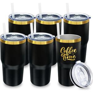20 oz Tumbler Bulk Stainless Steel Tumblers with Lids and Straws Black