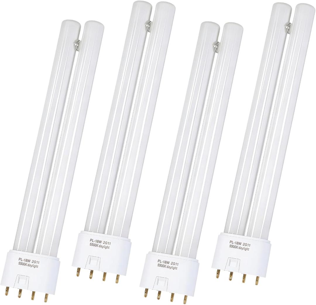 4-Pack PL18-B 18W Replacement Tube Light Bulb Compatible with OttLite Replacement Bulb, Fit for PL18-B-FFP T18330 T186C0 T40112 Type B Fluorescent Bulb, 2G11 Base, 5500K Natural Daylight, 930 LM