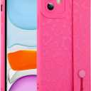 MOWIME Compatible with iPhone 11 Case with Strap Wrist, Cheetah Print Shockproof Soft TPU Protective Cover for Women Girls, Slim Anti Scratch Case for iPhone 11 6.1 Inch, Hot Pink