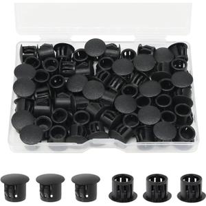 60PCS Black Plastic Hole Plugs Plastic Plugs for Round Holes Filler Door Screw Hole Plugs 3/8"