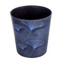 10L/2.64 Gallon Trash Can, Decorative Waste Basket, PU Leather Waste Paper Basket, Waterproof Garbage Can for Bathroom, Bedroom, Office, Kitchen and Living Room - Blue Lines Leaves