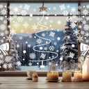 9 Sheets Christmas Snowflake Window Clings Winter Wonderland Decal Stickers Let it Snow Reindeer Snowman Window Seasons Decals for Elk Snowball Holiday Home Kitchen Living Room (Winter3)