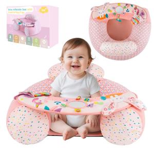Upgraded Blublu Park Wider U-Shape Inflatable Sit Me Up Floor Seat for Baby 3-36 Months, Travel Portable Baby Chair with Activity Sensory Tray for Sitting Up, Indoor and Outdoor, Unicorn