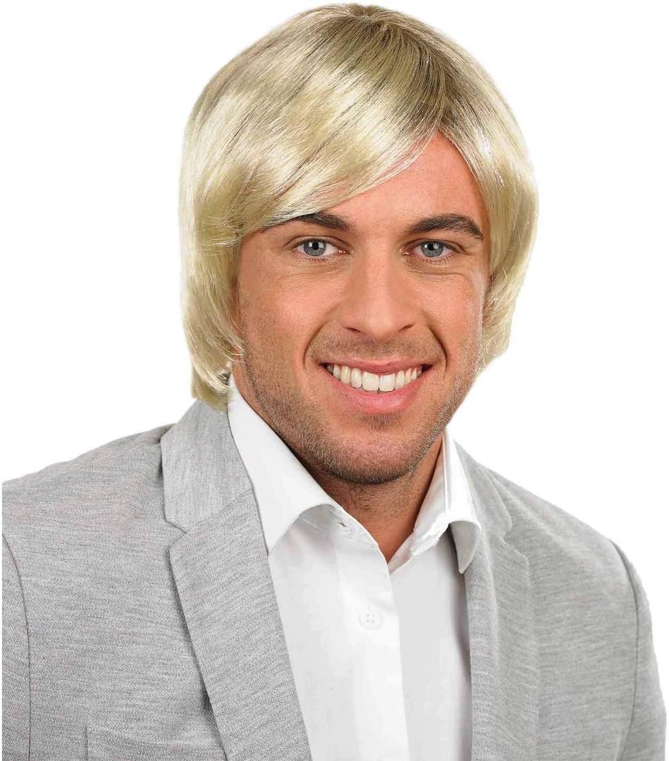 fun shack Mens 60s Wig Men, Movie Wigs Men, 70s Wigs for Men, 70s Disco, Ginger Short Cosplay Wig, 60s Character Wig Men (One Size, Yellow)