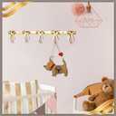 Tioncy Gold Bow Hooks Coat Rack Wall Mounted Gold Metal 5 Hook Bow Wall Decorations Nursery Bedroom Bathroom Coquette Living Room Decor for Hanging Coats Hats Towels Robes Purses Bags Keys