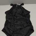 Tempt Me Women One Piece Swimsuit High Neck Plunge Ruched Tummy Control Bathing Suit (Large, Black)
