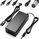 42V 2A Battery Charger Universal 5 Plugs Power Supply Adapter for 36V Lithium Battery, DC Plug with 8mm 3 Prong /12mm 3 Prong /8mm RCA/3-Pin Male XLR Connector, Power Adaptor Supply Cord