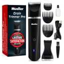 Mueller Groinscaper Pro Hair Trimmer 5.0, Replaceable SkinSaver Ceramic Blade Heads, Waterproof Wet/Dry Clippers, Rechargeable, Wireless Charging, Ultimate Male Hygiene Razor, Pack 2