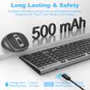 FENIFOX Wireless Keyboard and Mouse, Rechargeable USB C Combo Silent Quiet Compact Full Size Flat with Number Pad Soft Cover for Mac MacBook iMac Windows PC Laptop Computer Office - Black & Grey