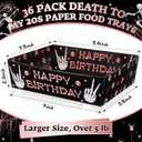 Uiifan 36 Pcs Death to My 20s Decorations Tableware Set 5 lb Rip to My 20s Disposable Tableware Paper Food Trays Plates Paper Boat for Snack Popcorn 30th Birthday Party, 4 Styles(Black and Rose Gold)