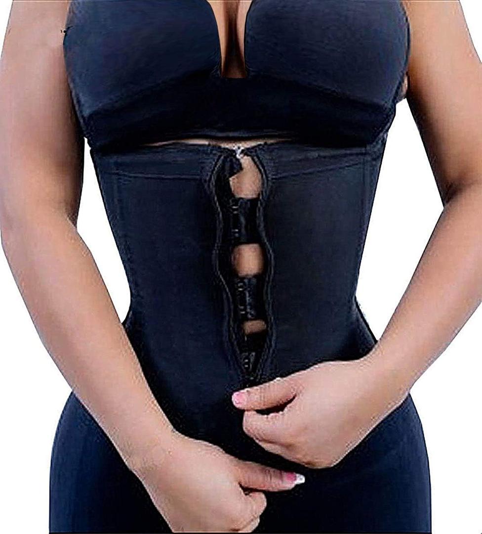 YIANNA Latex Waist Trainer for Women Tummy Control Zipper Underbust Waist Cincher Corset Hourglass Body Shaper Sport Girdle (Black, S)