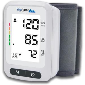 Oakridge Products Wrist Blood Pressure Monitor, Large LCD Backlit Display, Adjustable Cuff, Voice Broadcast, 240 Readings for 2 Users, Automatic BP Machine with Carrying Case, Batteries Included