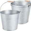 OBTANIM 3 Pack 8 Quart Galvanized Metal Buckets Champagne Drink Cooler Storage Ice Pails with Handle for Plants, Succulents, Party Favors Organizing Home Parties Bar Cooling Supplies