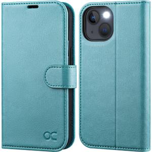 OCASE Compatible with iPhone 13 Wallet Case, PU Leather Flip Folio Case with Card Holders RFID Blocking Kickstand [Shockproof TPU Inner Shell] Phone Cover 6.1 Inch 2021 (Mint Green)