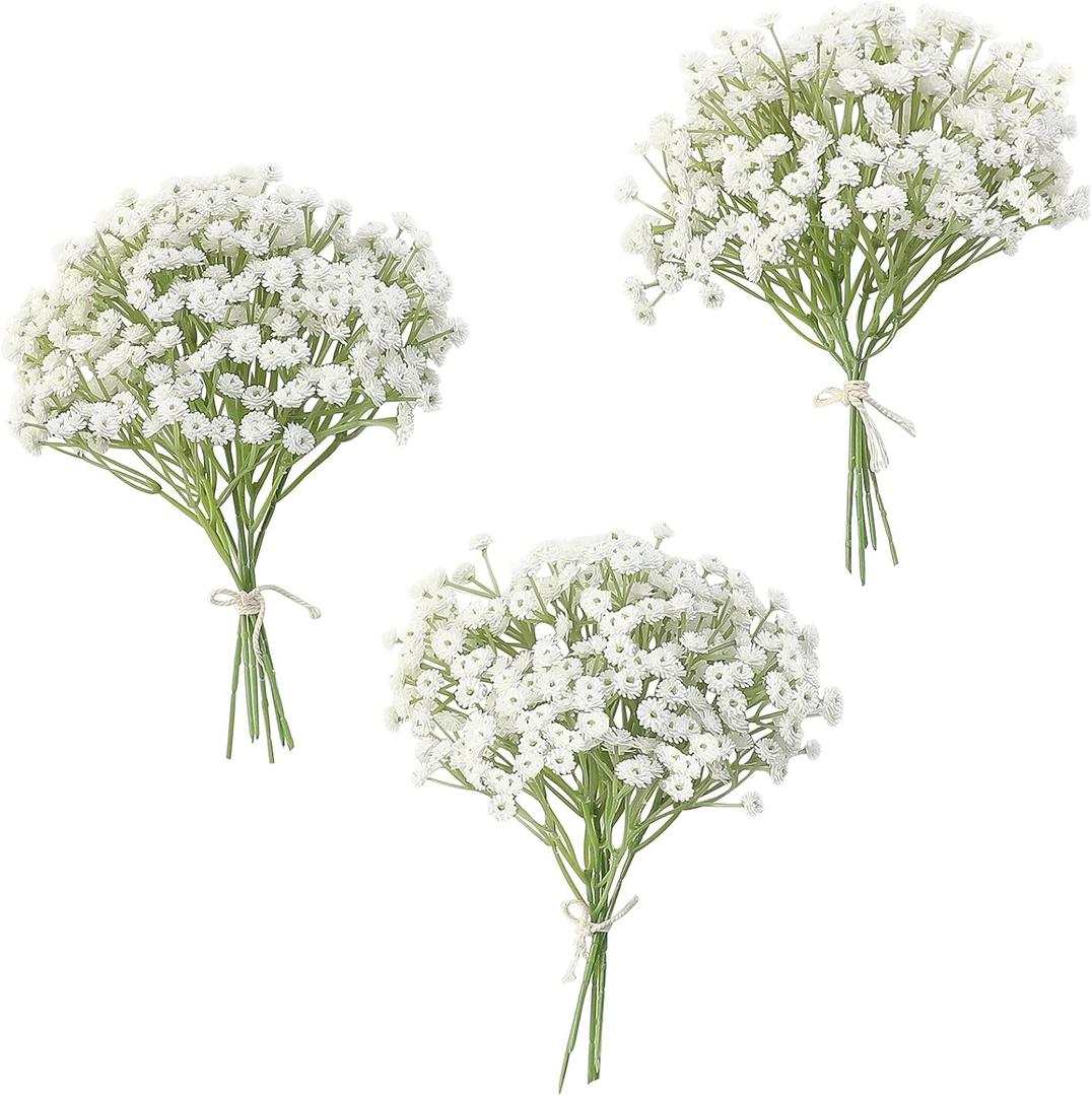 Floroom 18pcs Artificial Babys Breath Gypsophila Greenery Sprays, Real Touch White Fake Flowers for Wedding Bouquets Centerpieces Floral Arrangements and Decorations