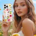 Loheckle for iPhone 16 Pro Max Case for Women - Girls Cute Glitter Dried Flower Floral Girly Aesthetic Kawaii Sparkle Sparkly Bling Unique Handmade Phone Cover for Apple 16 Promax 6.9", Fen