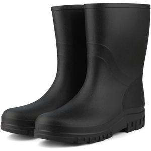 DaeRainy Women Waterproof Rain Boots Mid-Height PVC Rubber Boots Garden Shoes for Outdoor, size 6.5