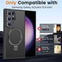 Compatible with Samsung Galaxy S23 Ultra Case with Magnetic Ring Stand, Military Drop Protection, Anti-Scratch/Anti-Fingerprint Translucent Matte Case for Samsung S23 Ultra (Black)