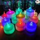 LED Tea Lights Candles, 7 Color Changing Flameless Tealights, Long Lasting Battery Operated Fake Candles, Decoration for Wedding, Halloween and Christmas (MultiColor 12 pcs)
