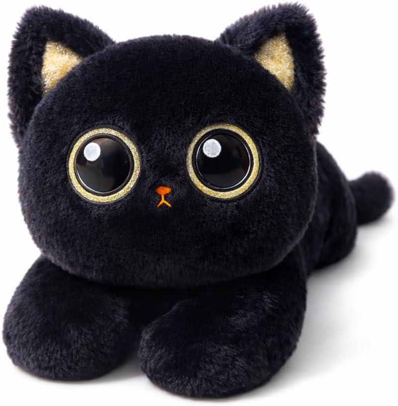 4 Pounds Black Cat Weighted Stuffed Animals with Unscented Microwavable Heating Pad, Cute Coolable Heatable Weighted Plush Warm Gift for Kids & Adults