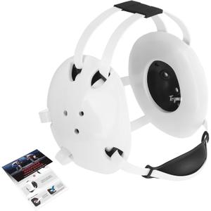 Wrestling Headgear, Youth Wrestling Head Gear with Chin Cup, Sorf Ear Guard for MMA, Jiu-Jitsu (for Users Age 10+) (White Headgear & White Strap)