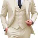 Mens Suit Slim Fit 3 Piece Double Breasted Suit Men Formal Tuxedo Set Casual Wedding Prom Groom Suits (XXXL)