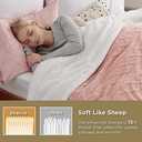 Bedsure Gentlesoft Sherpa Fleece Throw Blanket for Couch - Fluffy & Cozy Cable Jacquard Tufted Throw for Women Gift, Thick and Warm Blankets for Winter, Pink, 50x60 Inches