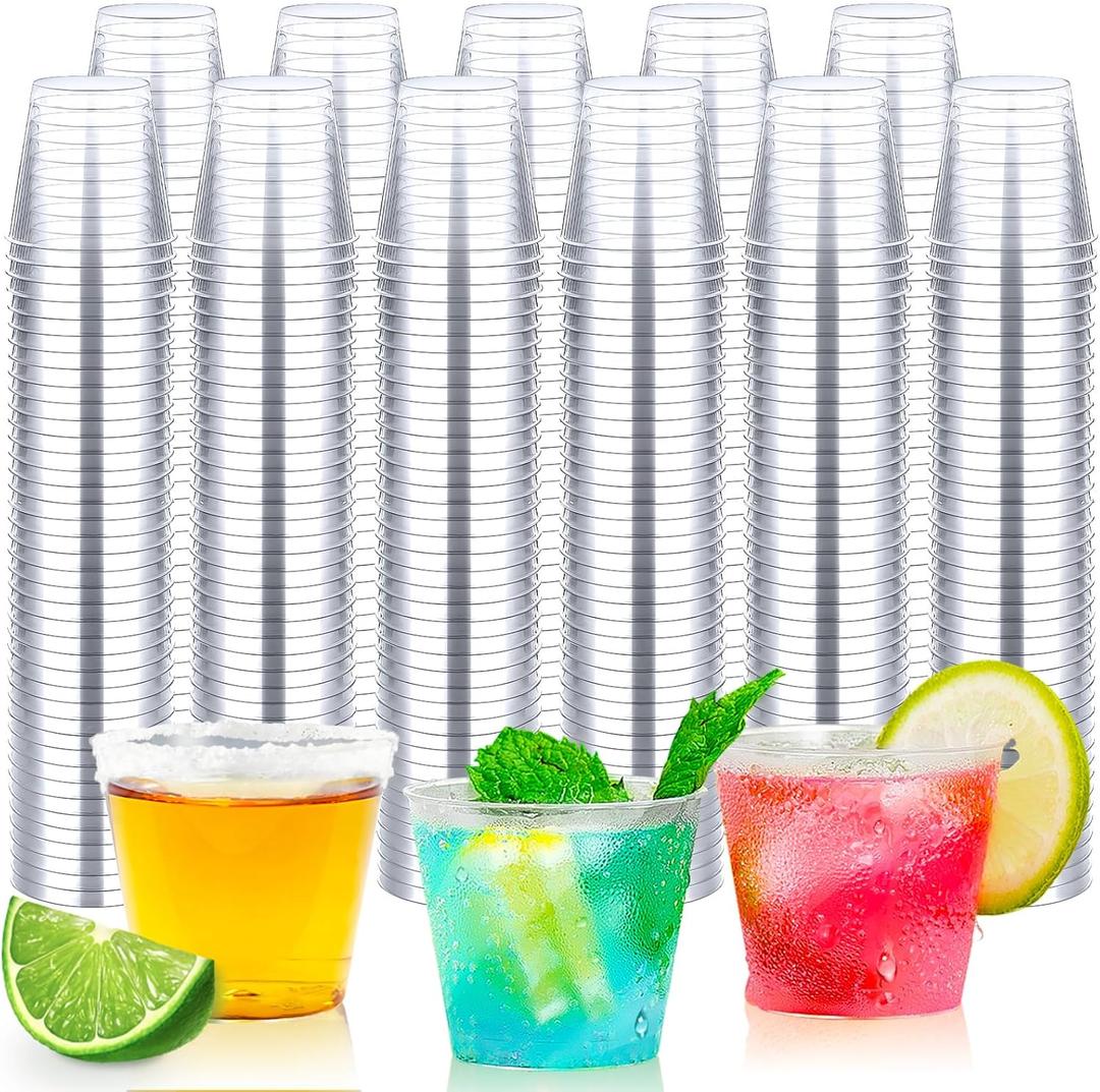 Byvivace 1000Count 1OZ Clear Hard Plastic Shot Cups - Mini Shot Glasses for Tequila, Whiskey, Vodka & Liquor, 1Oz Small Cup for Sauces & Dips, Perfect for Parties