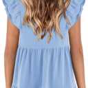 Zwurew Summer Babydoll Dresses for Women 2026 Cute Ruffle Cap Sleeve V-Neck Flowy Swing Mini Dress Sundress (S)