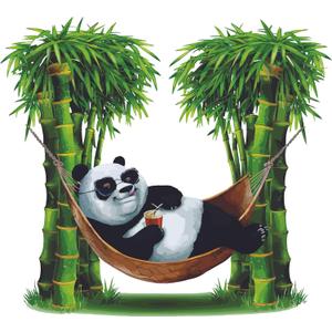 Cute Panda Chillin Baby Panda Bamboo Tree Wall Decal Wall Dcor Vinyl Sticker Size: 20 x 20