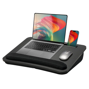 HUANUO Lap Laptop Desk - Portable Lap Desk with Pillow Cushion, Fits up to 15.6 inch Laptop, with Anti-Slip Strip & Storage Function for Home Office Students Use as Computer Stand - Black, Medium