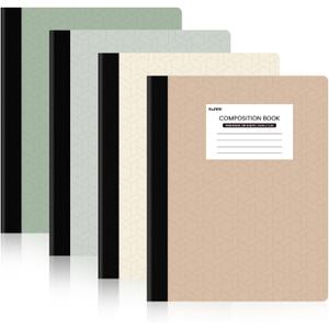 SUNEE Composition Notebooks - Wide Ruled Paper, 4 Pack Composition Book, 9 3/4" x 7 1/2", 80 Sheets/160 Pages, Assorted Morandi Colors, School & Office Supplies (Aesthetic)