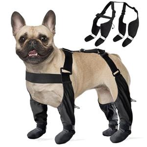 Dog Suspender Boots, Large Dog Rain Boots, Waterproof Doggy Winter Boot Snow Pants, Paw Protectors Legging Shoes with Suspenders, Anti-Slip Reflective Rain Boot for Walk Hike(S,Blacke)