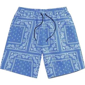 MECH-ENG Mens Paisley Shorts Workout Boxing Running Shorts Bandana Boho Lightweight Drawstring (Blue, XS)