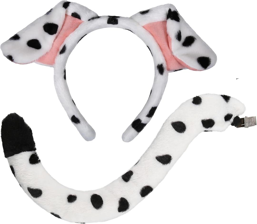 CHEU Dalmatian headband with dog ears and tail for halloween play