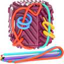 3D Upgraded Silicone Sensory Board with Built-in Storage  Fidget Travel Toys for Kids & Toddler, ADHD Autism Anxiety Relief Items (Red)