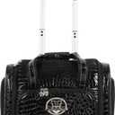 Kathy Van Zeeland Croco PVC Designer Underseat Luggage - 15 Inch Carry On Suitcase for Women- Lightweight Under Seat Bag with 2-Rolling Spinner Wheels (Black)
