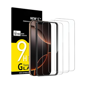 NEW'C 3 Pack Designed for iPhone 17/17 Pro,iPhone 16 Pro Screen Protector (6.3 inches), Enhanced Tempered Glass Protection with easy installation tool included, Case Friendly