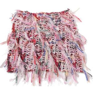 Women's Tassel Fringe Trim Skirt Y2K High Waist Slim Fitted Hippie Skirt Summer Trendy Club Party Outfit L