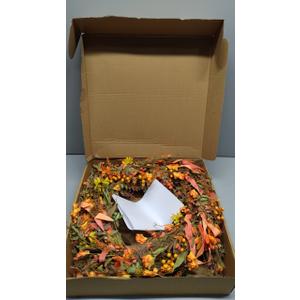 Fall Front Door Wreath,24” Artificial Floral Wreath with Colorful Daisies and Autumn Foliage Fall Orange Wreath for Front Door Wall Window and Thanksgiving Decor