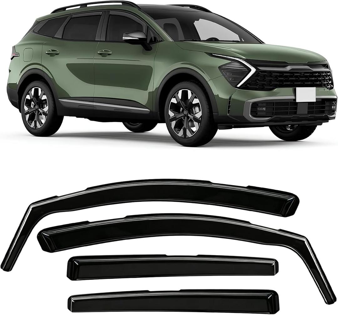 in-Channel Rain Guards Fit for Kia Sportage 2023 2024 2025 2026, Durable Side Windows Rain Guard Wind Deflectors 2023-2026 Sportage Rain Guard Black 4 PCS