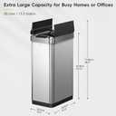 EKO Phantom-T 50 Liter / 13.2 Gallon Vertical Motion Sensor Trash Can, Brushed Stainless Steel Finish