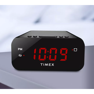 Timex Alarm Clock with Large Display, Digital Alarm Clock for Bedroom Includes 120V Universal Power Adapter (T121B - Black)
