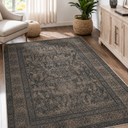Vintage Washable Area Rug for Living Room,Low Pile 5x7 Non Slip Carpet Non-Shedding Area Rug Soft Indoor Stain Resistant Rug Floral Print Mat for Bedroom Dining Room Green
