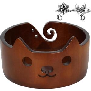 Large Crochet Yarn Bowl, Polished Cat Bowl Crochet Storage Organizer for Knitting and Crocheting 7.5x4.33in, Retirement Gift, Present for Moms, Birthday Gift for Crochet Lovers
